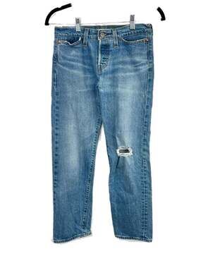 Levi's Premium Wedgie Straight Leg Distressed Ankle Jeans Size 25